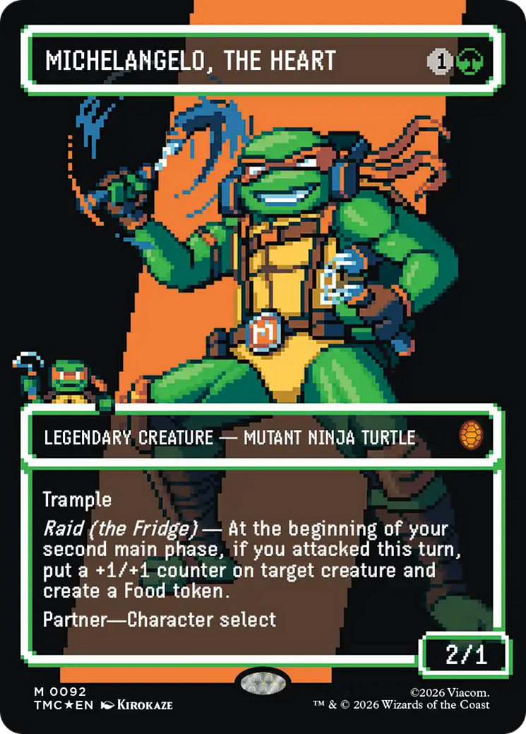 Michelangelo, the Heart (0093) (Borderless) (Surge Foil) [Teenage Mutant Ninja Turtles Commander] | Game Master's Emporium (The New GME)