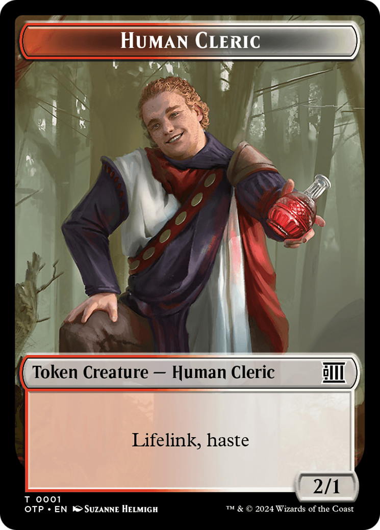 Human Cleric // Plot Double-Sided Token [Outlaws of Thunder Junction: Breaking News Tokens] | Game Master's Emporium (The New GME)