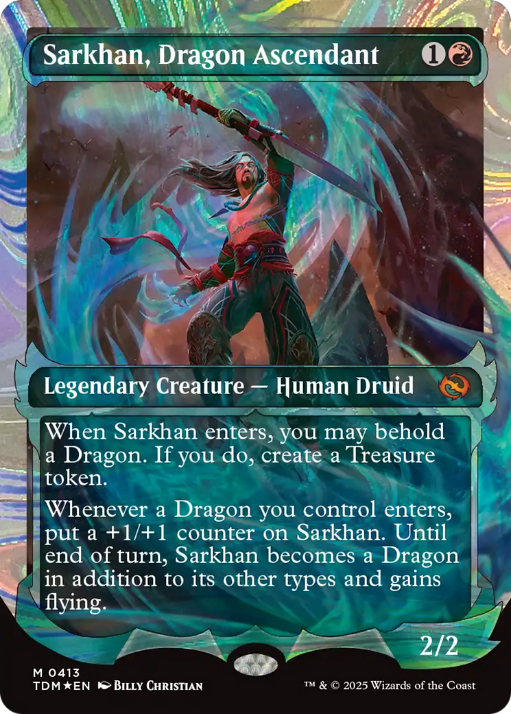 Sarkhan, Dragon Ascendant (0413) (Showcase) (Halo Foil) [Tarkir: Dragonstorm] | Game Master's Emporium (The New GME)