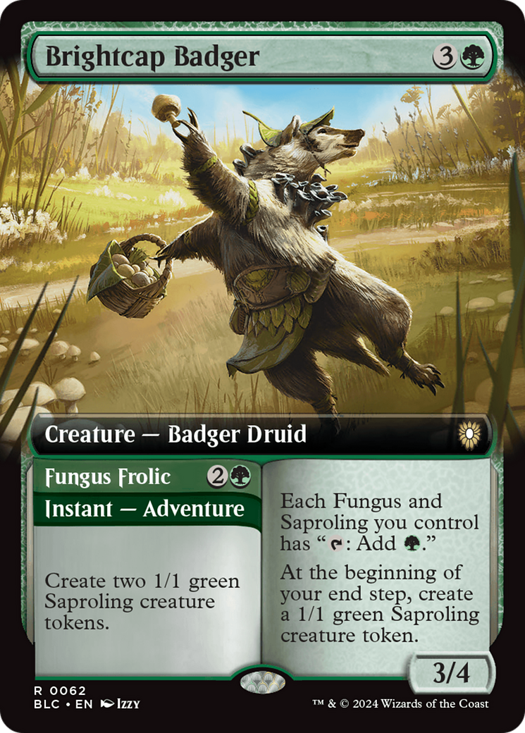 Brightcap Badger // Fungus Frolic (Extended Art) [Bloomburrow Commander] | Game Master's Emporium (The New GME)