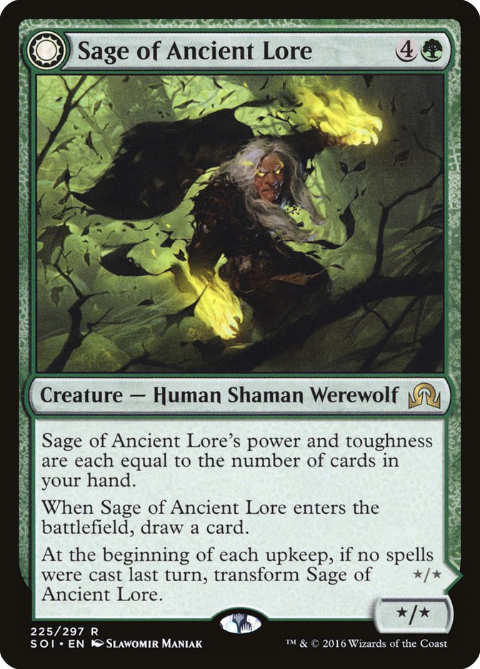 Sage of Ancient Lore // Werewolf of Ancient Hunger [Shadows over Innistrad] | Game Master's Emporium (The New GME)