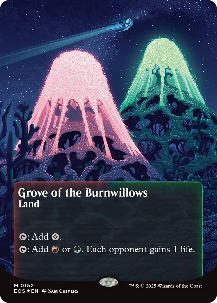 Grove of the Burnwillows (0152) (Borderless) (Galaxy Foil) [Edge of Eternities: Stellar Sights] | Game Master's Emporium (The New GME)
