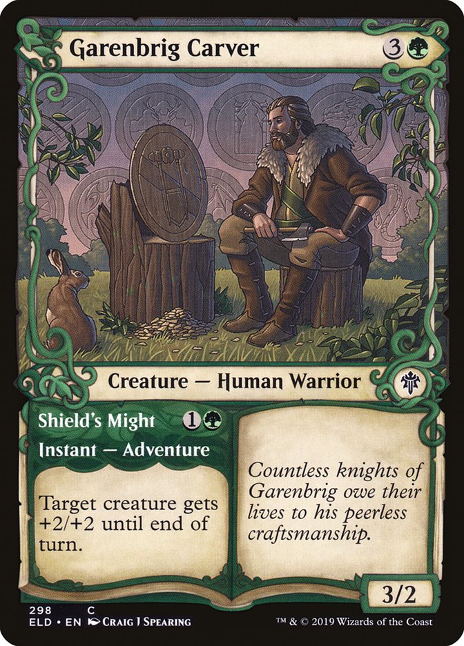 Garenbrig Carver // Shield's Might (Showcase) [Throne of Eldraine] | Game Master's Emporium (The New GME)