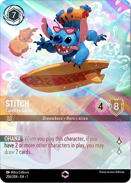 Stitch - Carefree Surfer (Enchanted) (206/204) [The First Chapter] | Game Master's Emporium (The New GME)