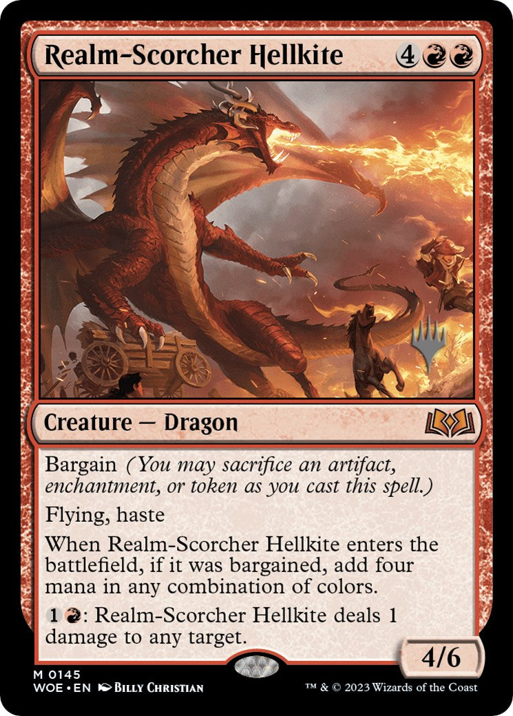 Realm-Scorcher Hellkite (Promo Pack) [Wilds of Eldraine Promos] | Game Master's Emporium (The New GME)
