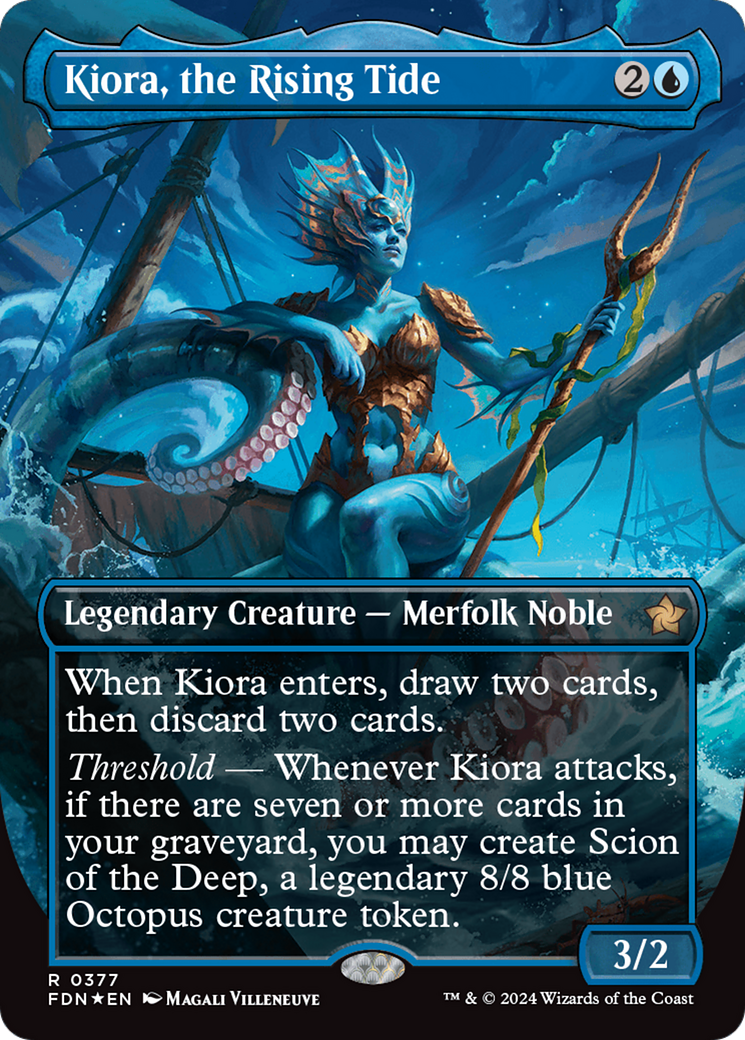 Kiora, the Rising Tide (Borderless) (Mana Foil) [Foundations] | Game Master's Emporium (The New GME)