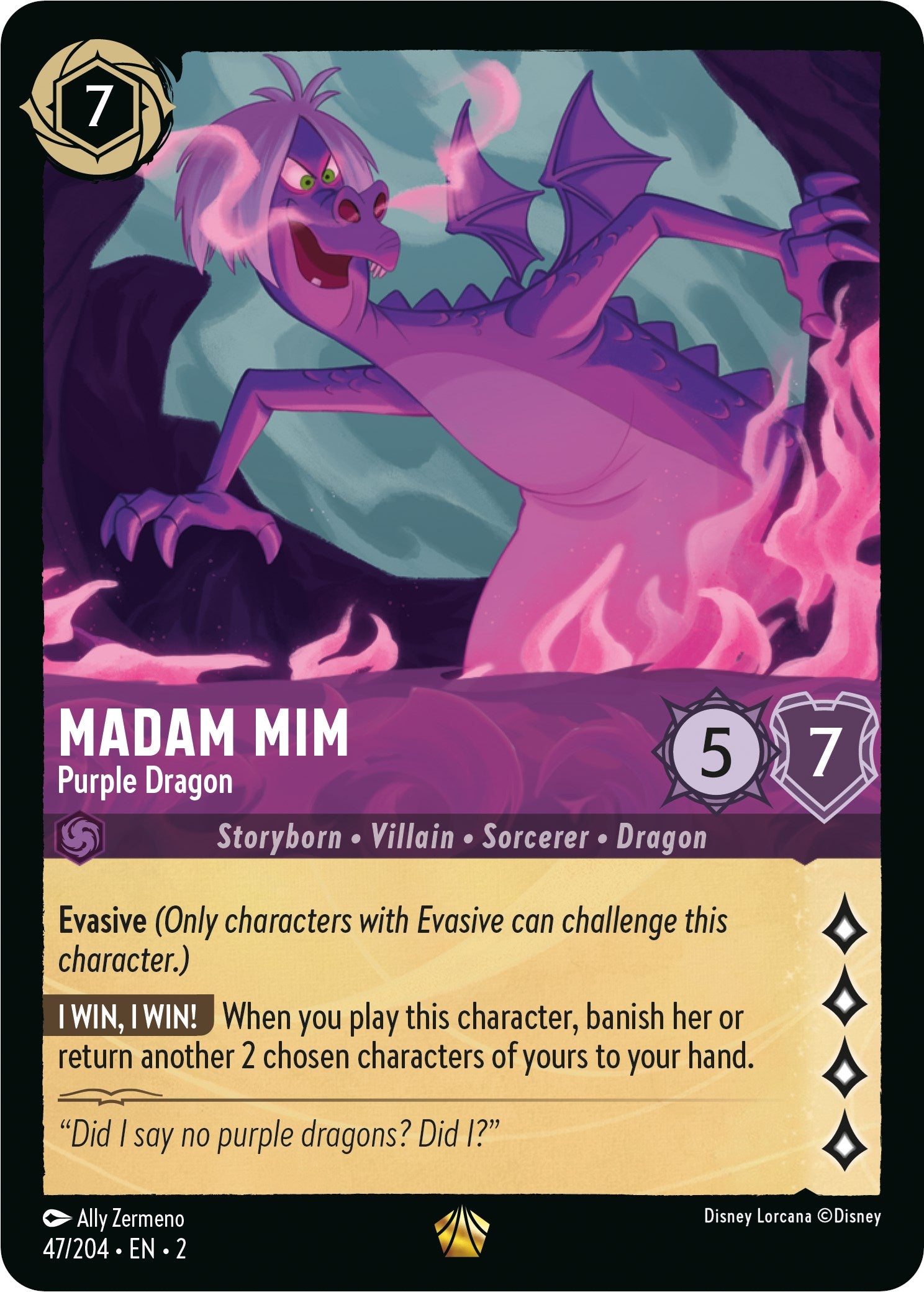 Madam Mim - Purple Dragon (47/204) [Rise of the Floodborn] | Game Master's Emporium (The New GME)