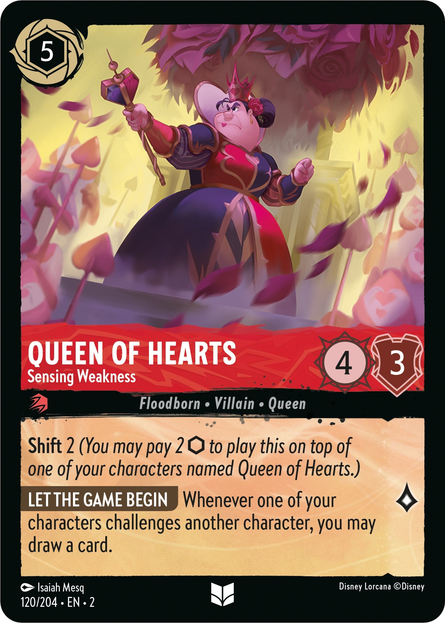 Queen of Hearts - Sensing Weakness (120/204) [Rise of the Floodborn] | Game Master's Emporium (The New GME)