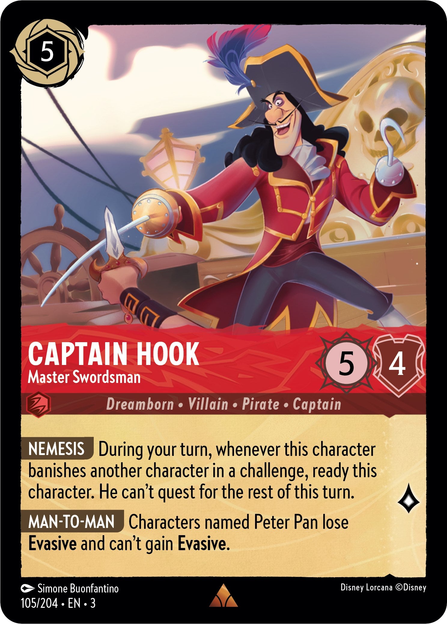 Captain Hook - Master Swordsman (105/204) [Into the Inklands] | Game Master's Emporium (The New GME)