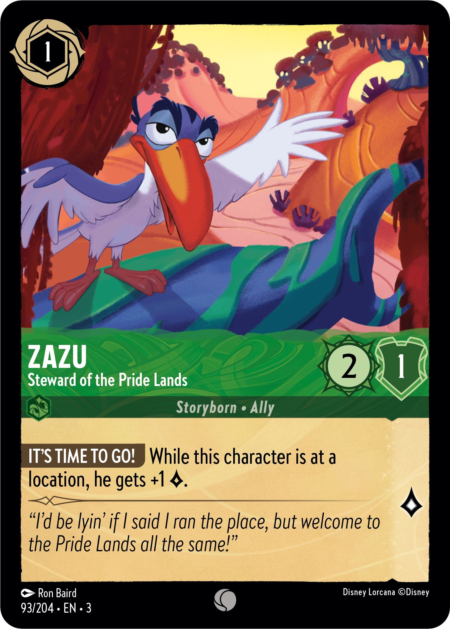 Zazu - Steward of the Pride Lands (93//204) [Into the Inklands] | Game Master's Emporium (The New GME)