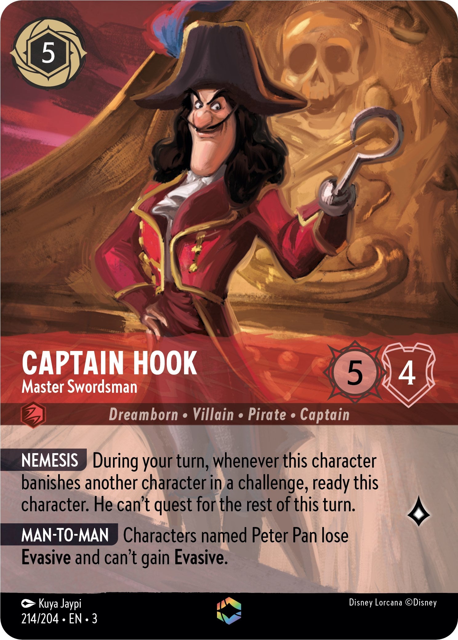 Captain Hook - Master Swordsman (Enchanted) (214/204) [Into the Inklands] | Game Master's Emporium (The New GME)