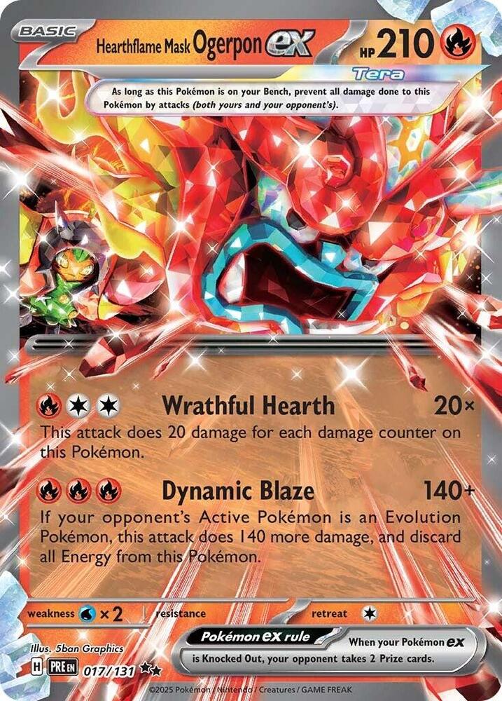 Hearthflame Mask Ogerpon ex (017/131) [Scarlet & Violet: Prismatic Evolutions] | Game Master's Emporium (The New GME)