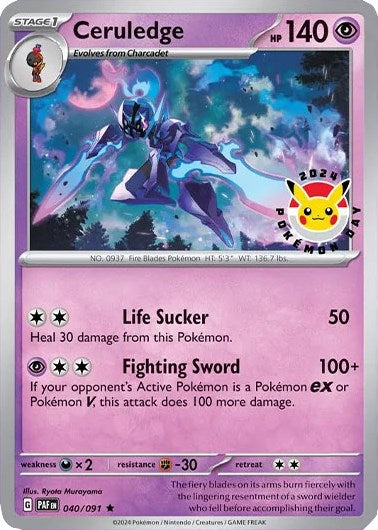 Ceruledge (040/091) (Pokemon Day 2024)(Cosmos Holo) [Scarlet & Violet: Black Star Promos] | Game Master's Emporium (The New GME)