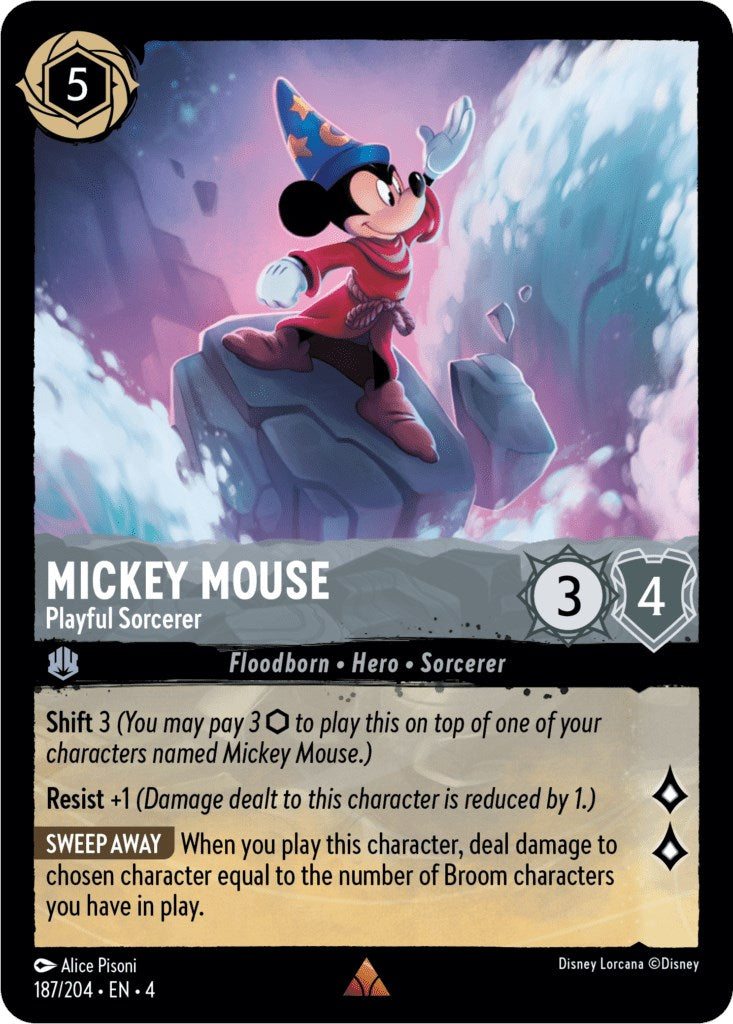 Mickey Mouse - Playful Sorcerer (187/204) (187/204) [Ursula's Return] | Game Master's Emporium (The New GME)