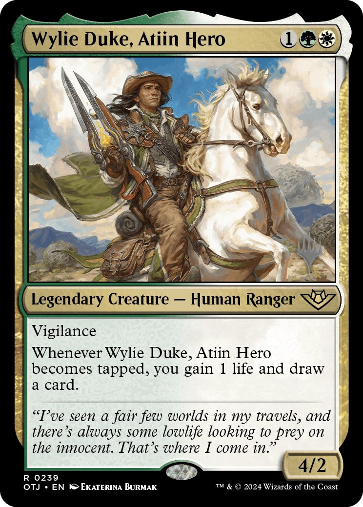 Wylie Duke, Atiin Hero (Promo Pack) [Outlaws of Thunder Junction Promos] | Game Master's Emporium (The New GME)