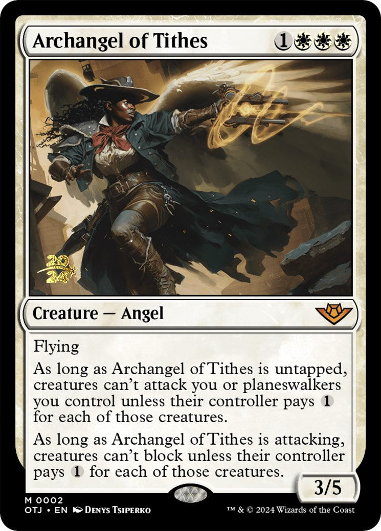 Archangel of Tithes [Outlaws of Thunder Junction Prerelease Promos] | Game Master's Emporium (The New GME)