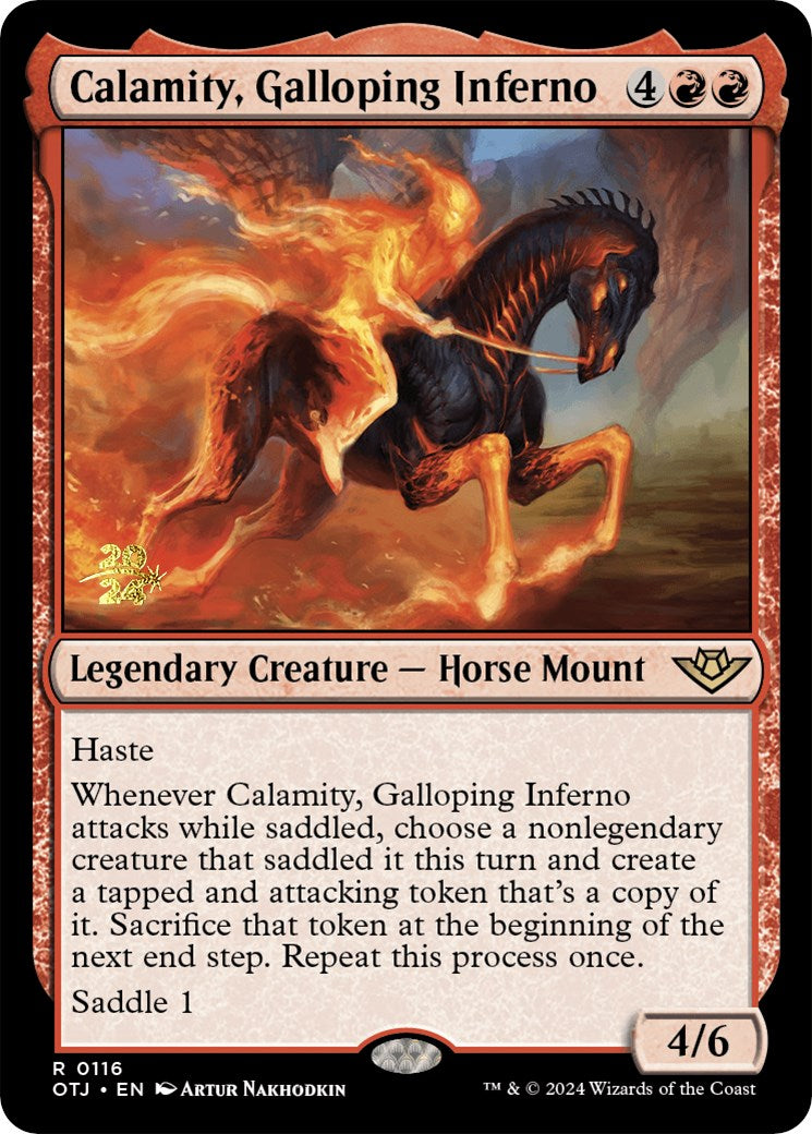 Calamity, Galloping Inferno [Outlaws of Thunder Junction Prerelease Promos] | Game Master's Emporium (The New GME)