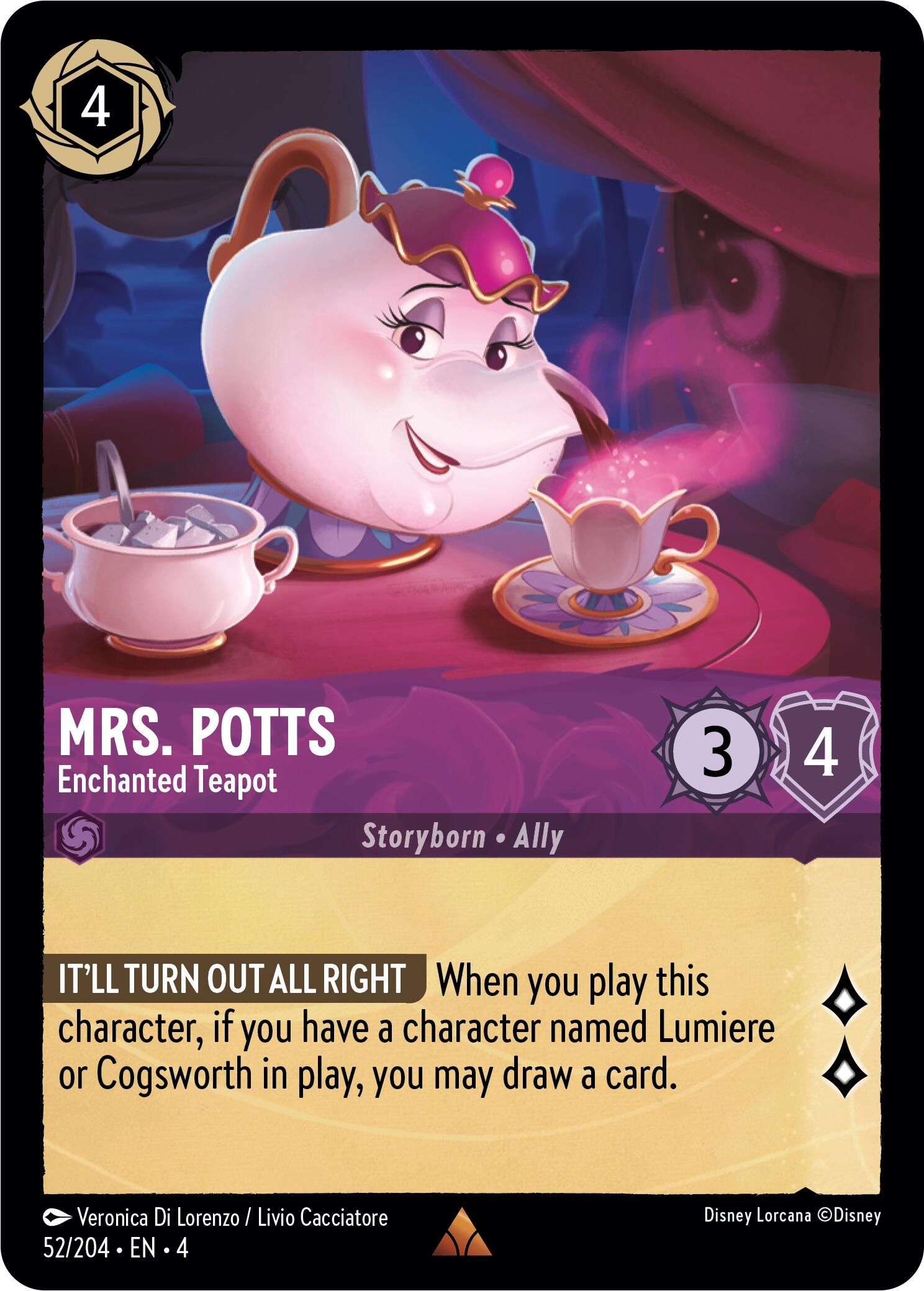 Mrs. Potts - Enchanted Teapot (52/204) [Ursula's Return] | Game Master's Emporium (The New GME)