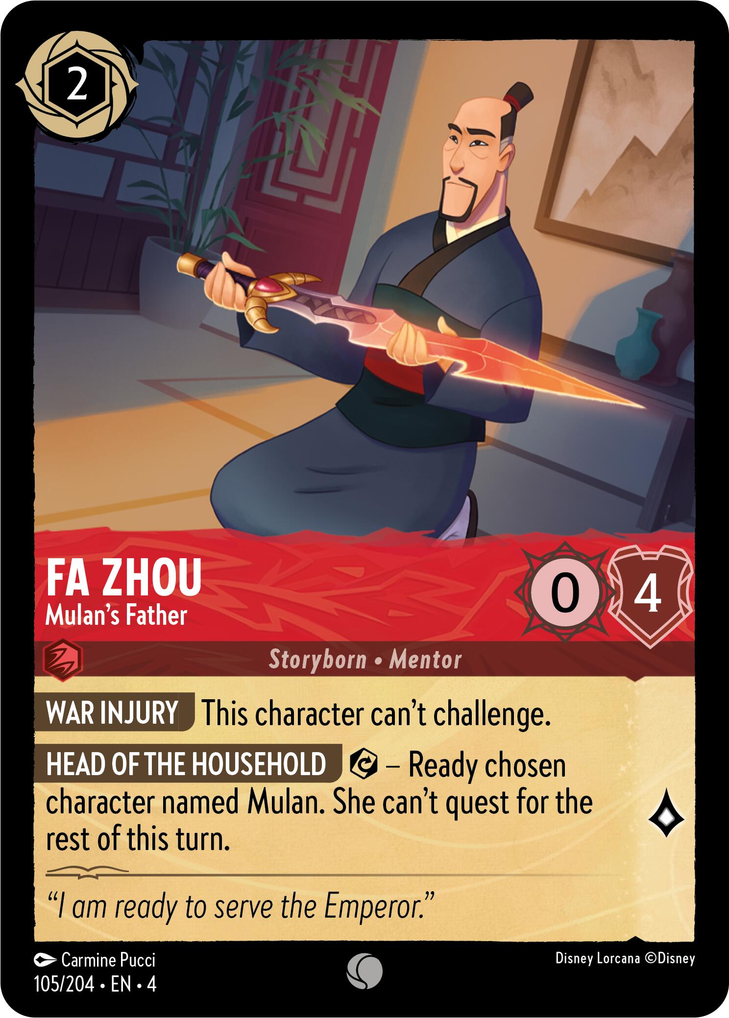 Fa Zhou - Mulan's Father (105/204) [Ursula's Return] | Game Master's Emporium (The New GME)