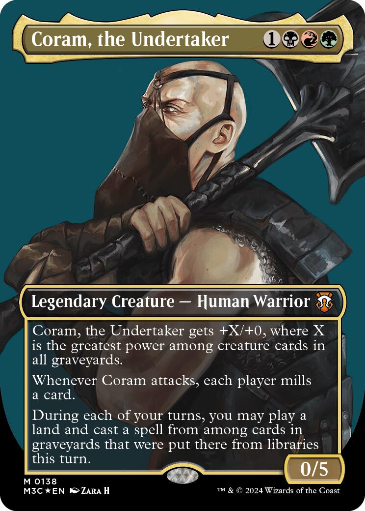 Coram, the Undertaker (Borderless) (Ripple Foil) [Modern Horizons 3 Commander] | Game Master's Emporium (The New GME)