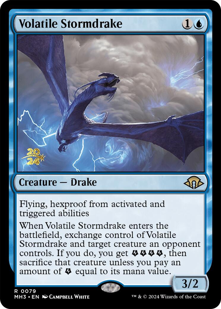 Volatile Stormdrake [Modern Horizons 3 Prerelease Promos] | Game Master's Emporium (The New GME)