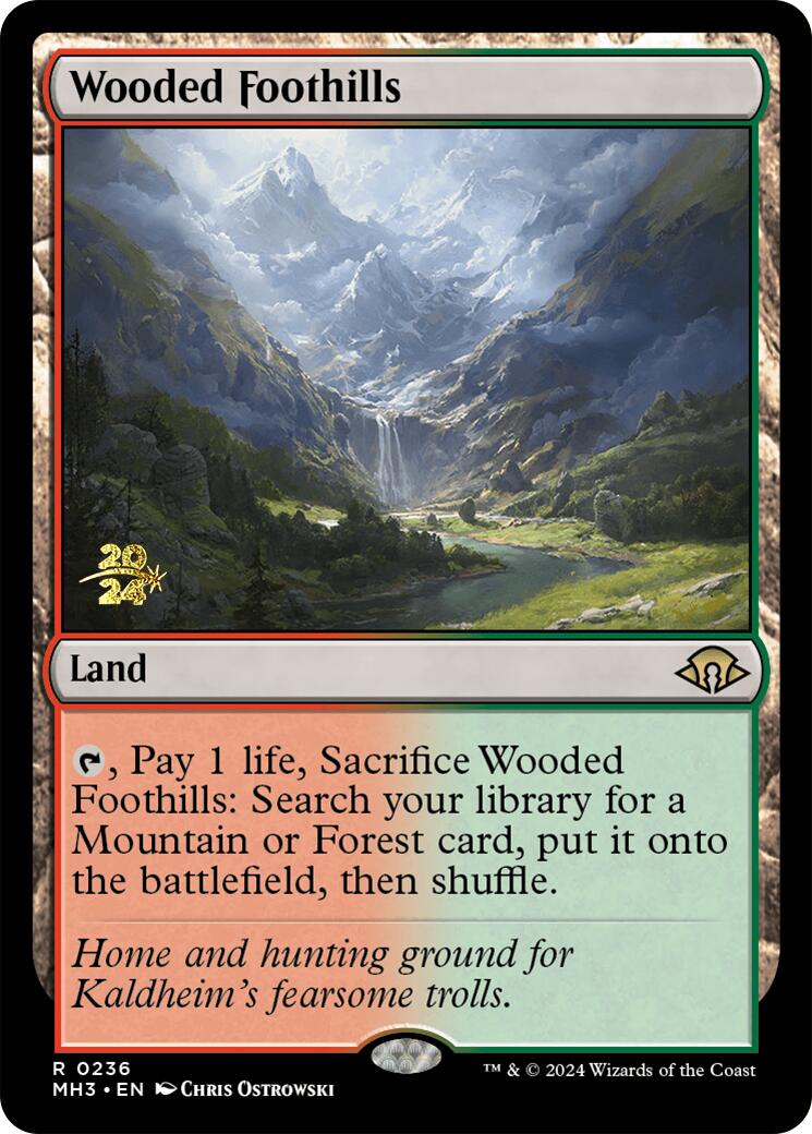 Wooded Foothills [Modern Horizons 3 Prerelease Promos] | Game Master's Emporium (The New GME)
