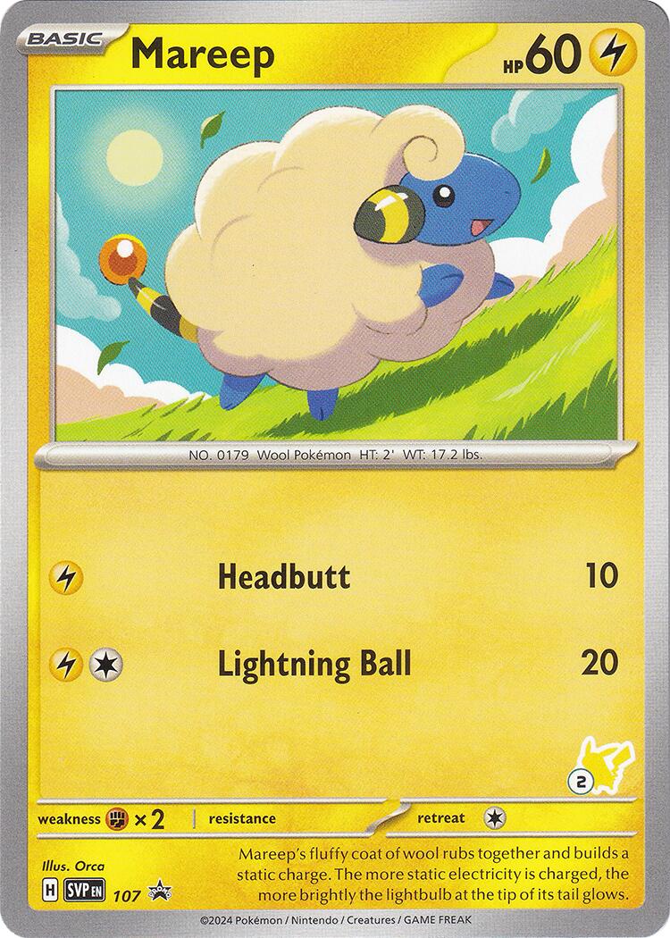 Mareep (107) (Pikachu Stamp #2) [Battle Academy 2024] | Game Master's Emporium (The New GME)