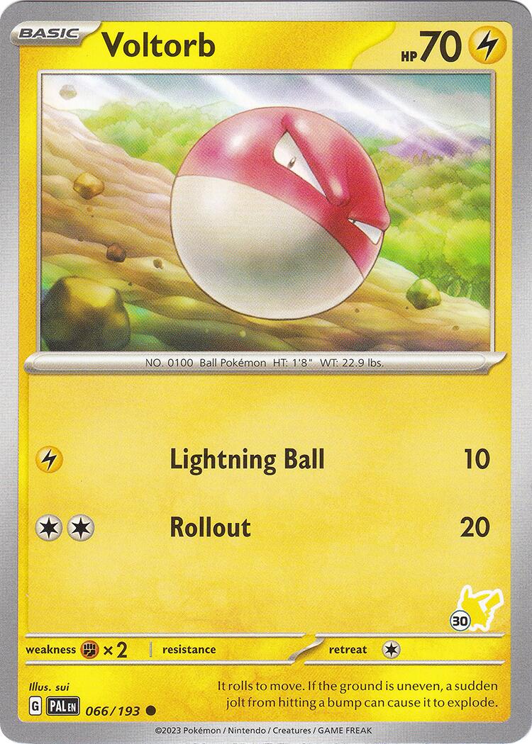 Voltorb (066/193) (Pikachu Stamp #30) [Battle Academy 2024] | Game Master's Emporium (The New GME)