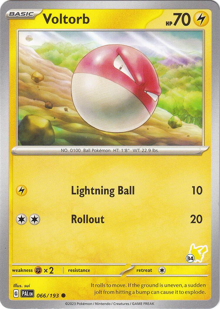 Voltorb (066/193) (Pikachu Stamp #34) [Battle Academy 2024] | Game Master's Emporium (The New GME)