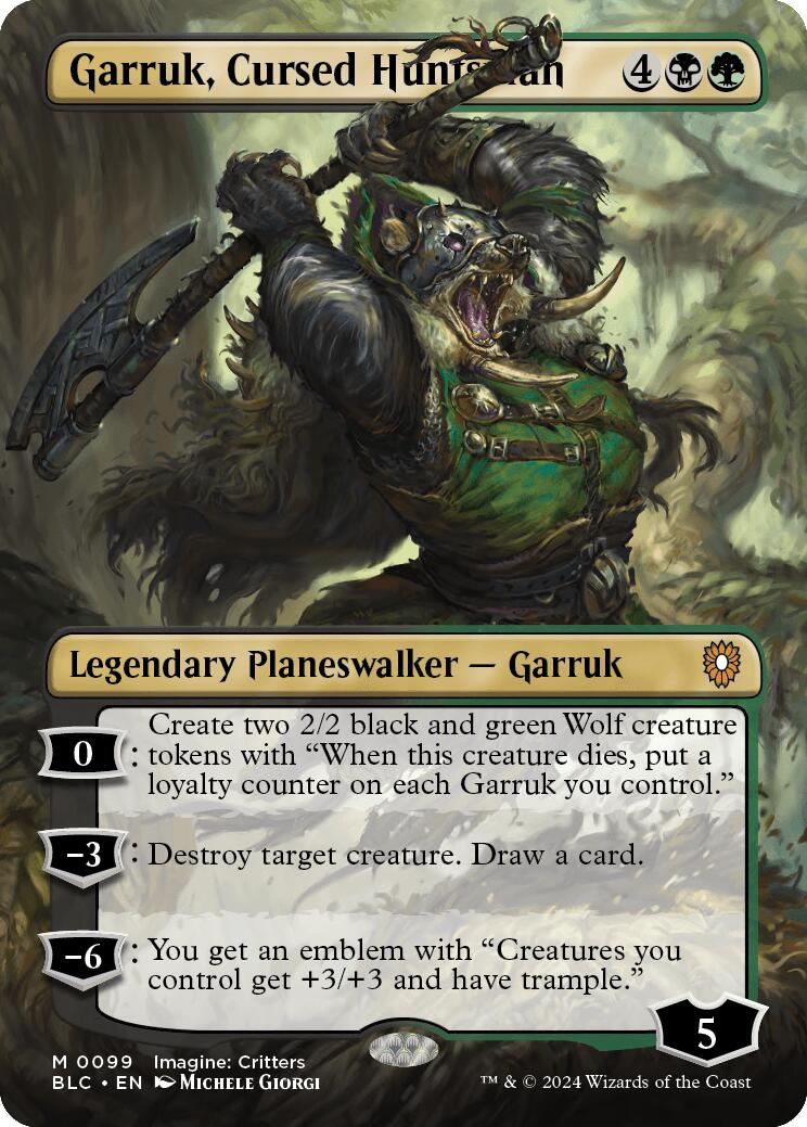 Garruk, Cursed Huntsman (Borderless) [Bloomburrow Commander] | Game Master's Emporium (The New GME)