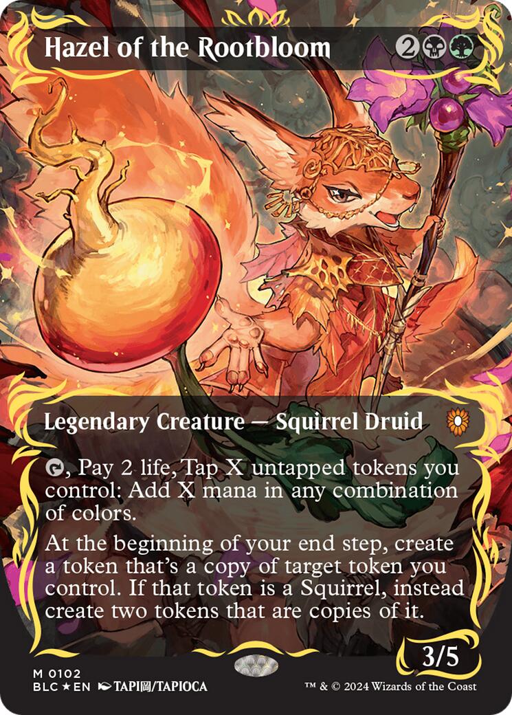 Hazel of the Rootbloom (Borderless) (Raised Foil) [Bloomburrow Commander] | Game Master's Emporium (The New GME)