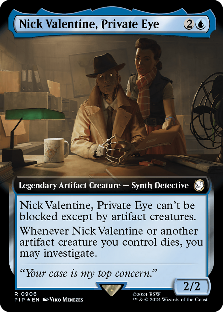 Nick Valentine, Private Eye (Extended Art) (Surge Foil) [Fallout] | Game Master's Emporium (The New GME)