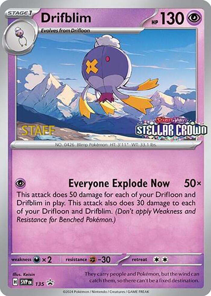 Drifblim (135) (Staff Promo) [Scarlet & Violet: Black Star Promos] | Game Master's Emporium (The New GME)