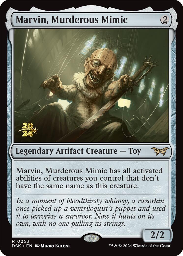 Marvin, Murderous Mimic [Duskmourn: House of Horror Prerelease Promos] | Game Master's Emporium (The New GME)