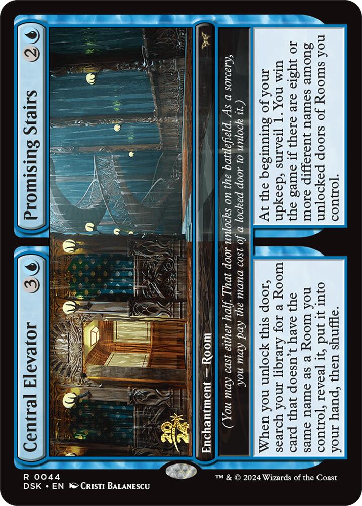 Central Elevator // Promising Stairs [Duskmourn: House of Horror Prerelease Promos] | Game Master's Emporium (The New GME)