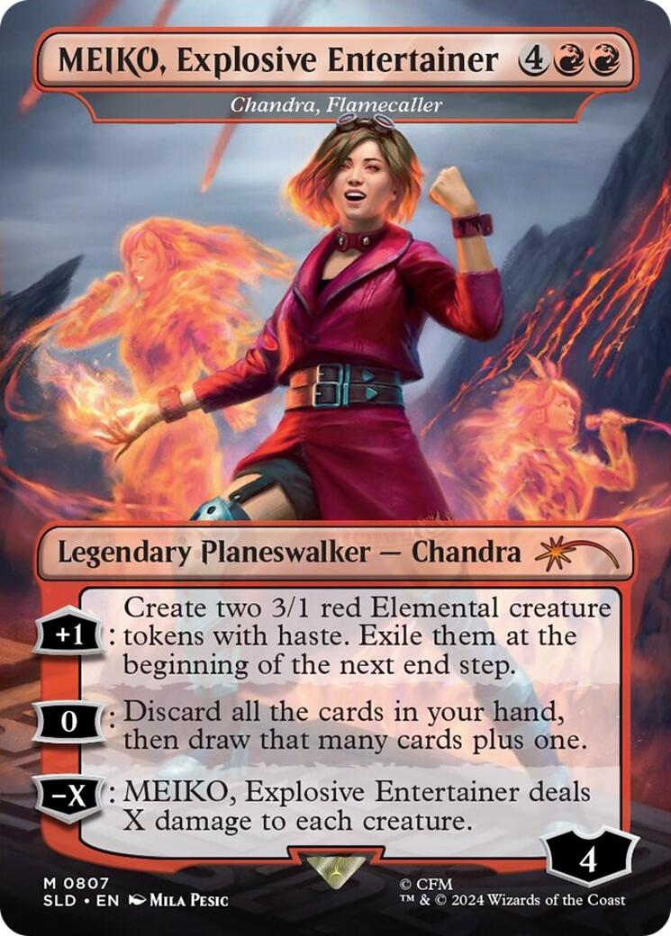 MEIKO, Explosive Entertainer - Chandra, Flamecaller (Rainbow Foil) [Secret Lair Drop Series] | Game Master's Emporium (The New GME)