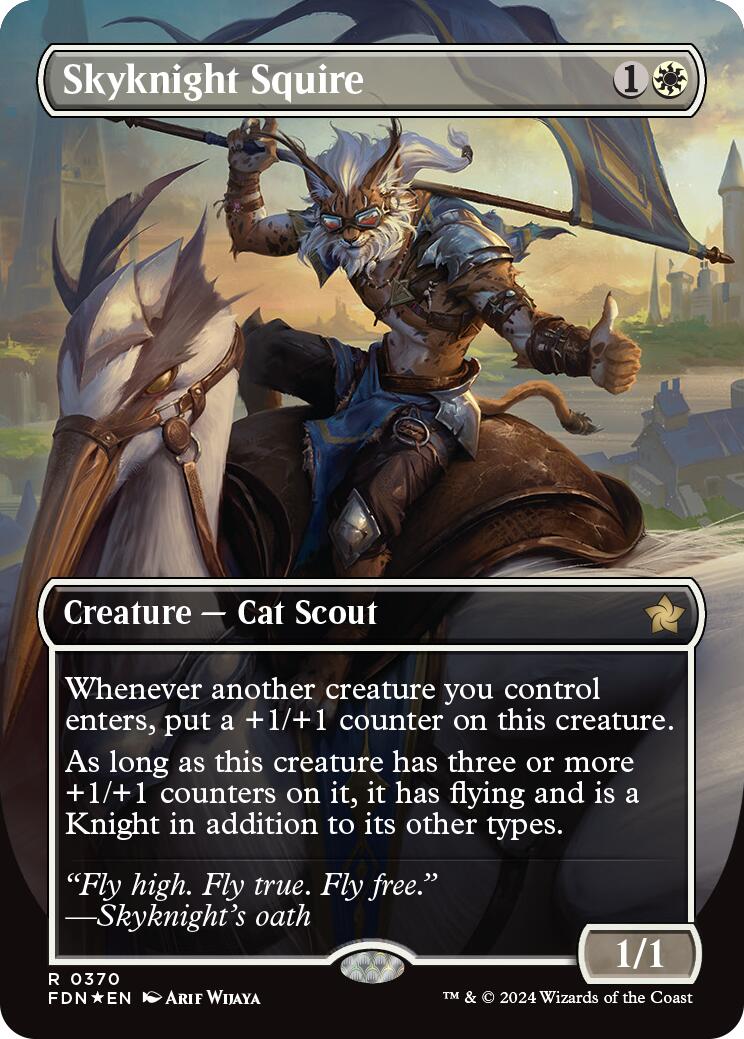 Skyknight Squire (Borderless) (Mana Foil) [Foundations] | Game Master's Emporium (The New GME)