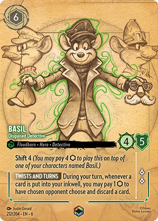 Basil - Disguised Detective (Enchanted) (212/204) [Azurite Sea] | Game Master's Emporium (The New GME)