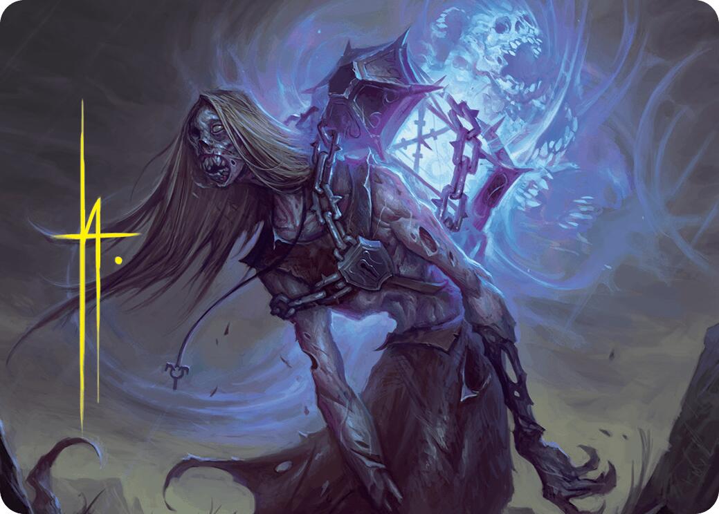 Soul-Shackled Zombie Art Card (9/54) (Gold-Stamped Signature) [Foundations Art Series] | Game Master's Emporium (The New GME)