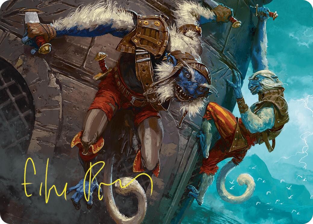 Goblin Boarders Art Card (11/54) (Gold-Stamped Signature) [Foundations Art Series] | Game Master's Emporium (The New GME)