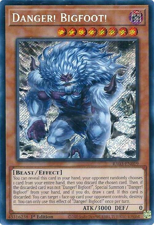 Danger! Bigfoot! (Alternate Art) (Secret Rare) [RA03-EN019] Secret Rare | Game Master's Emporium (The New GME)