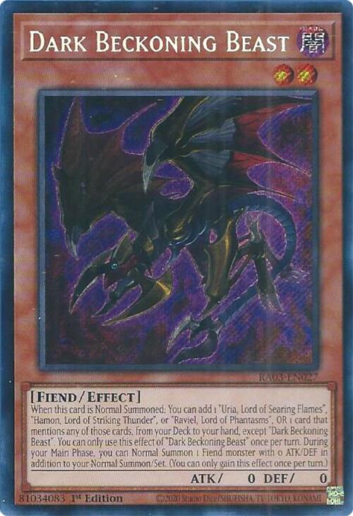 Dark Beckoning Beast (Secret Rare) [RA03-EN027] Secret Rare | Game Master's Emporium (The New GME)