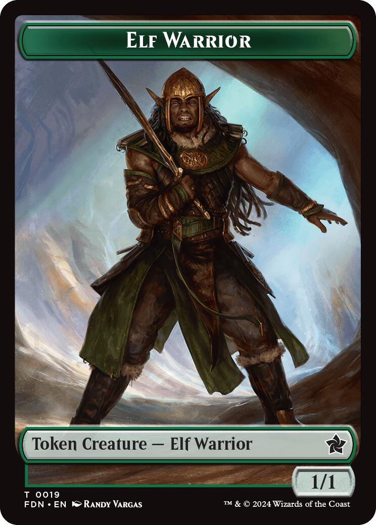 Elf Warrior // Raccoon Doubled-Sided Token [Foundations Tokens] | Game Master's Emporium (The New GME)