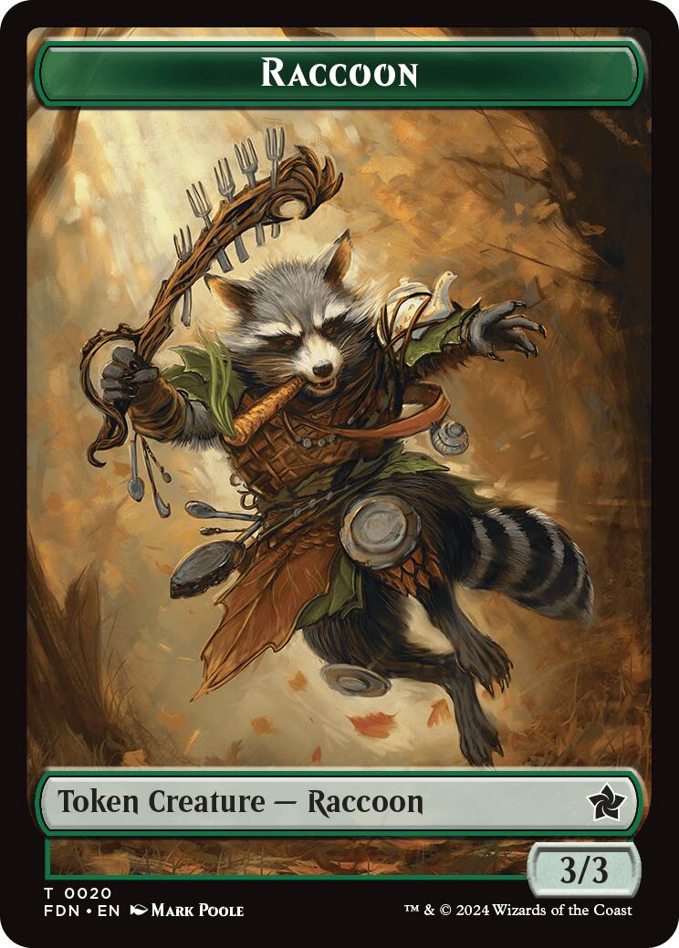 Elf Warrior // Raccoon Doubled-Sided Token [Foundations Tokens] | Game Master's Emporium (The New GME)