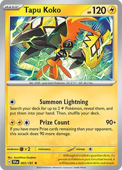 Tapu Koko (065/191) (Deck Exclusives) [Scarlet & Violet: Surging Sparks] | Game Master's Emporium (The New GME)