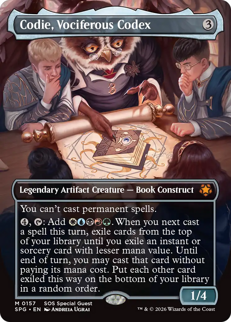 Codie, Vociferous Codex (Borderless) [Secrets of Strixhaven Special Guests] | Game Master's Emporium (The New GME)