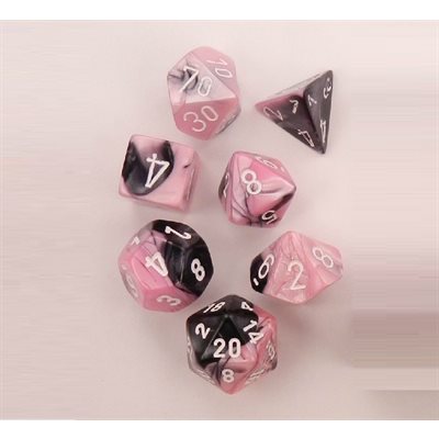 Chessex 7pc Dice Gemini Black-Pink/White | Game Master's Emporium (The New GME)