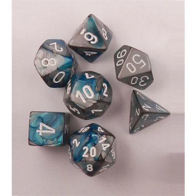 Chessex 7pc Dice Gemini Steel-Teal/White | Game Master's Emporium (The New GME)