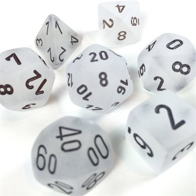 Chessex 7pc Dice Frosted Clear/Black | Game Master's Emporium (The New GME)