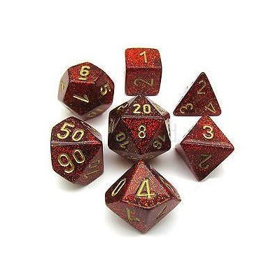 Chessex 7pc Dice Glitter Ruby/Gold | Game Master's Emporium (The New GME)